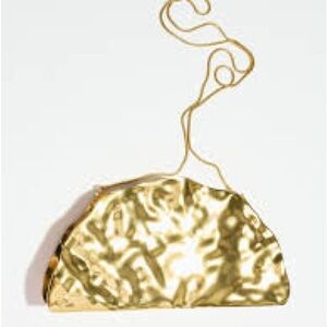 ZARA Gold Rigid Metallic Clutch – Never Used, Statement Purse✨